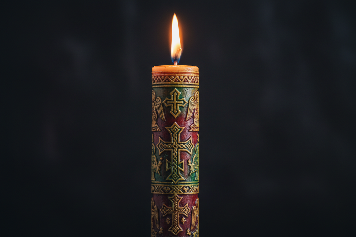 an ethiopian orthodox praying candle.