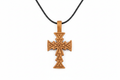 ethiopian orthodox cross necklass. black cord and small wooden cross.